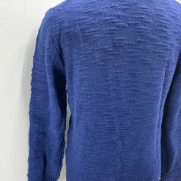 Brooksfield Men’s Slub Wool Crew Neck Knit Sweater – Navy, Size M - Picture 5 of 12